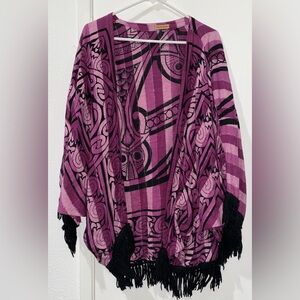 American Vintage Pink, Purple and Black Geometric Shawl